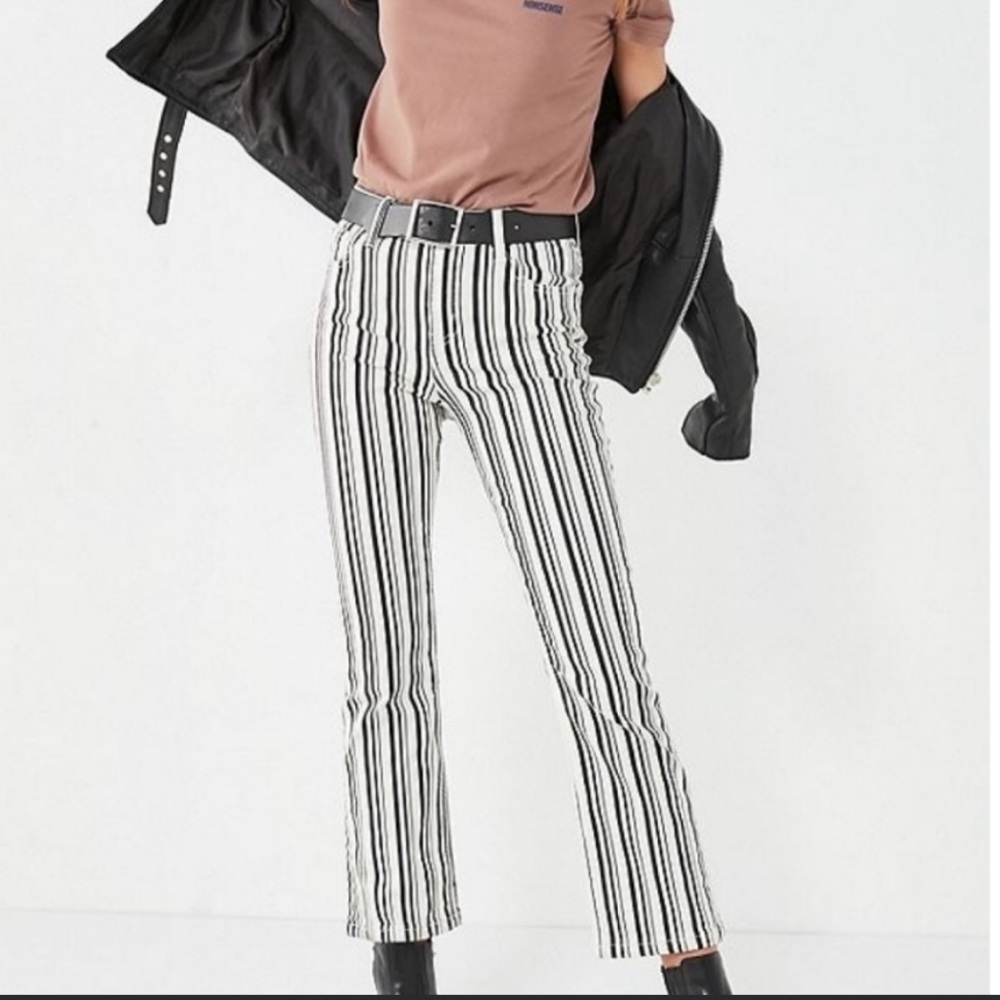 High Rise Kick Flare Cropped Striped BDG Jeans 28